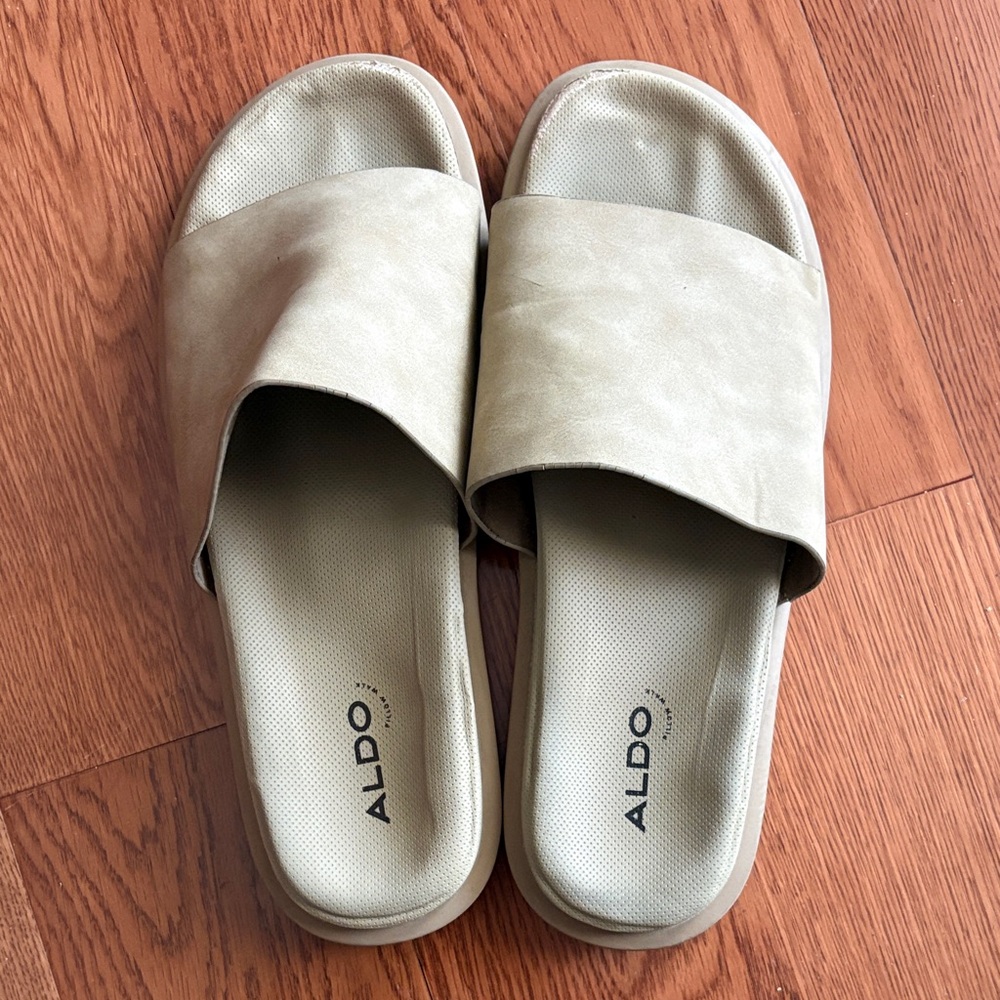 Aldo Light Tan Slide Sandals